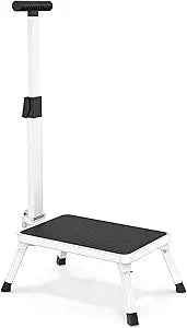 Step Stools for Adults, Foldable Step Stool with Handle for Elderly Seniors Stepping Stool with Non-Slip Step Platform Metal Stool in Kitchen, Bedroom,Bathroom,330 Lbs Capacity(Patent Protection)