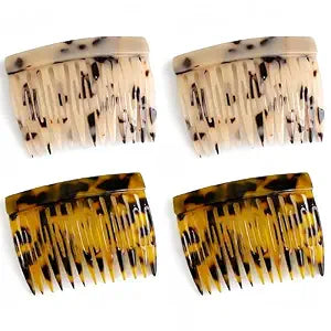 French Hair Side Comb - French Twist Hair Combs Decorative, Strong Hold Hair Clips for Women Girls Bun, 4 Pcs Tortoise Shell