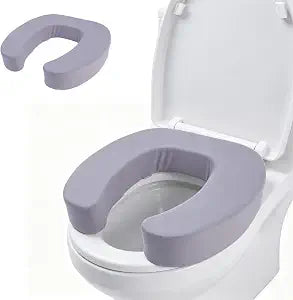 Padded Toilet Seat Riser, Firm Raised Toilet Seat Cushion with High-Density Foam, Universal Fit for Enhanced Comfort & Elevation, Post-Surgery Must-Have (Gray)