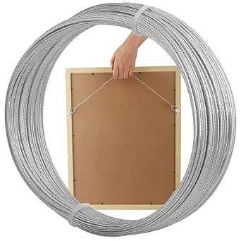 Picture Hanging Wire, 100 Feet Picture Frame Wire for Wall Frames, Canvas Paintings, Holiday Decor, Artwork,Garden Frames,Patio Decor, Photos, Supports Up to 30lbs