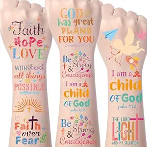 Christian Bible Verse Temporary Tattoos 200+ Party Decorations