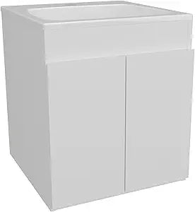 Tuhome Meka Wall-Mounted Bathroom Vanity Console Modern Design Featuring Two Access Doors and Integrated Resin Sink Ample Concealed Storage Solution Perfect for Optimizing Space in Smaller Bathrooms