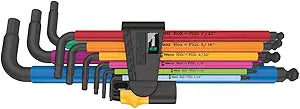 Wera 05022640001 950/9 Hex-Plus Multicolour Imperial 2 L-Key Set, Imperial, BlackLaser, 9 Pieces