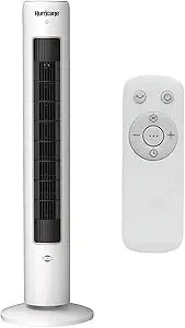 Hurricane Triple Action Indoor Tower Fan, 40 Inch Air Enhancing Electric Cooling Fan with Aromatherapy Diffuser and Remote Control, White