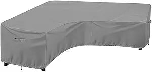 OutdoorLines Waterproof Outdoor Patio Sectional Cover - UV Resistant & Windproof V-Shaped Patio Furniture Covers for Deck, Lawn and Backyard, 420D Heavy Duty Couch Cover 118" L (on Each Side) Grey