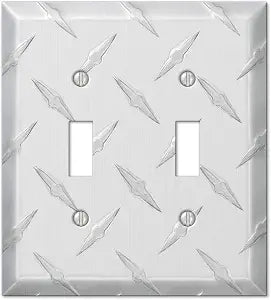 Amerelle 955TT Diamond Plate Wallplate, 2 Toggle, Aluminum, Silver, 1-Pack