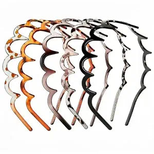 5 Pcs Zig Zag Headbands for Women, Non Slip Plastic Wavy Headband with Teeth, Flexible Comb Hair Bands for Thick Curly Thin Hair, Retro 90s Y2K Hair Accessories Set
