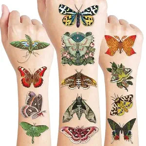 96 PCS Funny Moth Pre-Cut Temporary Tattoos