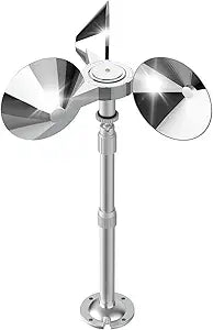 Reflective Bird Deterrent Outdoor, Wind Powered Rotating Aluminum Spinner, Adjustable Height 17 to 29 Inch & 360 Angle Design, Weather Resistant for Garden Patio Balcony Roof