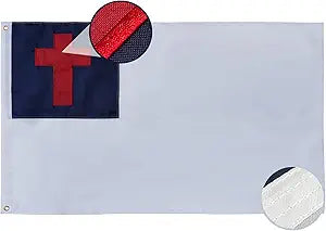AMZFLAG Christian Flag 6x10 ft for Outside Heavy Duty Polyester Christian Flags Embroidered Cross Jesus Christ Church Flag with 3 Brass Grommets Outdoor Indoor