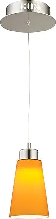Elk Lighting LCA501-8-16M Coppa 1 Light LED Pendant with Yellow Glass, Satin Nickel