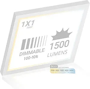 NUWATT 1x1 FT LED Square Surface Mount Panel, 5CCT 2700K/3000K/3500K/4000K/5000K Selectable, 1500LM 18W, Internal Driver, Dimmable Flat Panel, 120V, CRI90, 12" Inch Flush Mount Ceiling Light, 1" Thick
