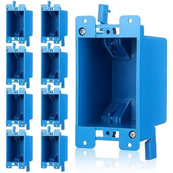 8 Pack Electrical Outlet Box Single Gang PVC Electrical Boxes 1-Gang Old Work Box for Switch Outlet Extenders Wall Mount Device Boxes for Residential Commercial Applications, 14 Cubic Inch