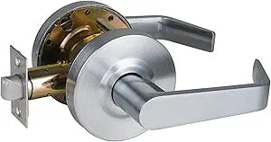 Heavy Duty Commercial Passage Door Lever, Satin Chrome Finished Non-Locking Grade 2 Door Handle, UL 3 Hour Fire Rated Ergonomic Lever for School/Hotel Hallway, 70mm Latch