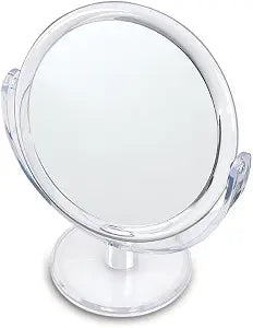 Danielle Creations 6.75-Inch Double Sided Vanity Makeup Mirror with Ultra Vue Glass, 12x Magnfication, Clear Acrylic