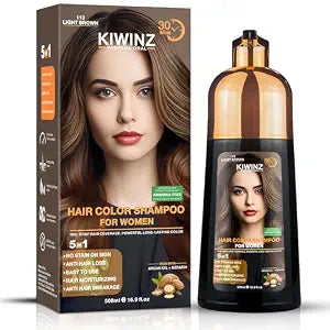 Hair Color Shampoo – 5 in 1 Hair Dye Shampoo for Grey Hair - Instant Hair Dye with 100% Color Accuracy Enriched with Natural Ingredients - Ammonia Free - 500ml (Light Brown)
