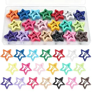 Gingbiss 100 Pcs Star Hair Clips with Storage Box, 1.18" Rainbow Star Clips