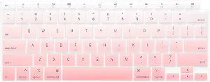 ProElife Keyboard Cover Skin for 2021 2020 MacBook Air 13 Inch (MODLE A2179 and A2337 Apple M1 Chip, U.S Layout) with Touch ID Keyboard Accessories Ultra Thin Silicone Protector (Light Pink Ombre)