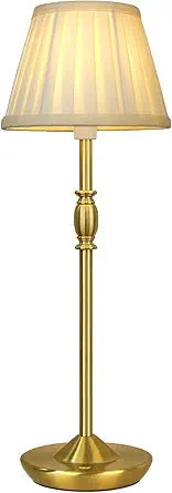 Cordless LED Touch Lamp with Dimmer Portable Small Table Lamp, 18" 2700K Rechargeable Battery Light for Bedside, Dining Room, Bedroom Lamp, Patio, Bar, Night Light, Bathroom (Antique Brass)