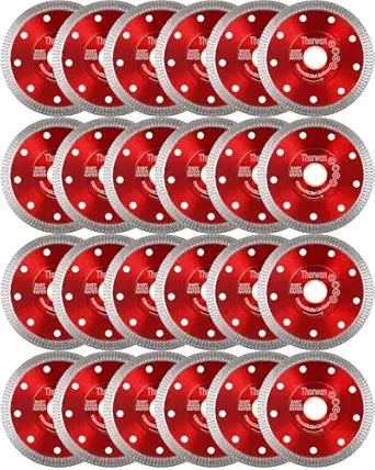 Therwen 25 Pcs Diamond Saw Blade Bulk 4.5 Inch Thin Tile Blade for Angle Grinder Tile Tools for Cutting Porcelain Ceramic Granite Marbles(Red)