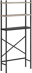 HOOBRO Over the Toilet Storage, 3-Tier Over Toilet Bathroom Organizer, Freestanding Above Toilet Shelf with Adjustable Feet, Space Saving, Easy Assembly, Greige and Black BG63TS01