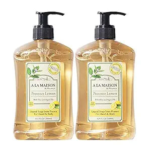 A LA MAISON Provence Lemon Liquid Hand Soap - Triple French Milled Natural Moisturizing Soap (16.9 oz Bottle)