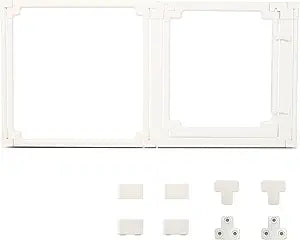 FlexiSpace Adjustable Clear Dog Play Pen, Expandable & Stackable Acrylic Dog Playpen, Dog Fence Indoors Pet Playpen for Dogs Cats Rabbits Small Animals (White, 24", 1 Gate+1 Panel)