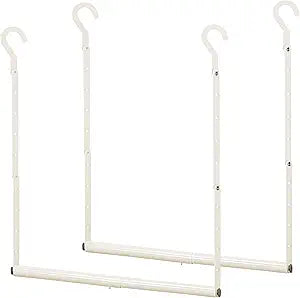 STORAGE MANIAC Adjustable Closet Rod Hanging Clothes Heavy Duty Closet Extender Hanging Rod Space-Saving Clothes Hanging Bar Double Closet Hanging Rod Hanging Closet Organizer Closet Bar,2 Pack White