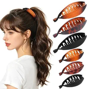 ProSuites 6PCS Banana Hair Clips for Women, 2 Sizes Cute and Stylish French Hair Claw Clips Ponytail Holder Hair Accessories for Thin/Thick Hair, All Day Hold