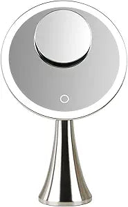 Surdy 9" Lighted Makeup Mirror, 5x/10x Dual Magnifying Mirror w/ 3 Color, Brightness Adjustable,360 Rotation, 4000 mAh Rechargeable, Women Gift, Vanity Mirror