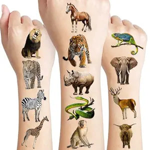 60 PCS Realistic Wildlife Jungle Animal Pre-Cut Temporary Tattoos for Kids
