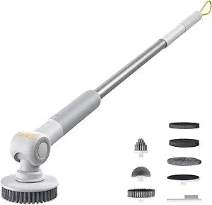 Fanttik Flip G9 Pro Electric Scrubber, VoltiPulse Motor, Dual-Speed Cleaner with 6 Brush Heads, Adjustable Angle & Extendable Handle, IPX7 Waterproof, Type-C Charge for Bathroom, Tile, Grout - White
