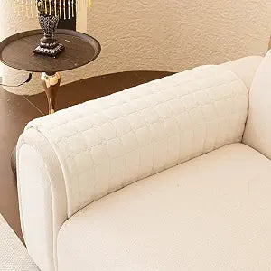 Velvet Couch Covers 2 Packs, Sectional Couch Covers Non-slip, Pet Couchs Cover for Armrest, Funny Fuzzy Sectinal Sofa Cover, Furniture Slipcovers for Livingroom, Bedroom, RV(27.6"x27.6",Beige White)