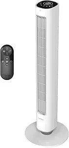 Lasko 40" Pinnacle Tower Fan, 12-Speeds, 24H Timer, 50ft Air Distance, 32 ft/s Airflow, WhisperForceΓ DC Motor, AirSense, Night Light, Remote, White, DST105