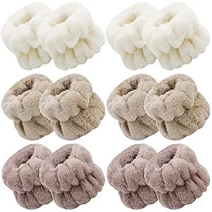 WHAVEL Face Washing Wristbands (6 Pairs), Absorbent Spa Wristbands for Washing Face Sweatband Wash Bands, Prevent Liquid from Spilling Down Arms