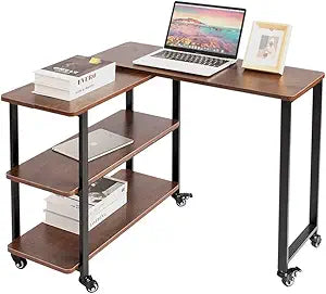 Coral Flower Accent 360 Free Rotating Sofa, Side Snack Table for Home Office, Dark Oak