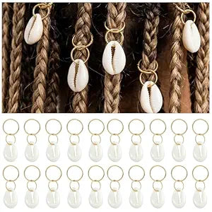 20Pcs Hair Shells Seashell Hair Clips Beach Hairs Accessories Seashell Charms Shell Braid Accessories for Women DIY Sea Shell Gold Hairs Rings