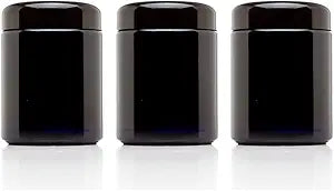 Infinity Jars, Premium Airtight Ultraviolet Glass Jar 250 ML (8.3 fl oz) Pack 3 Smell Proof, Antistatic, Light Blocking Container for Herbs, Coffee, Tea & Spices Durable, Travel-Friendly Storage