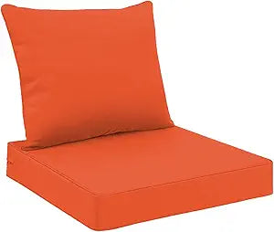 All Smiles Outdoor Chair Cushions for Patio Furniture Set of 19x19 Inch for Waterproof Fade Resistant Replacement Cushions with Removable Cover for Seat Yard Garden DeckOrange