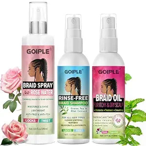 Braid Spray Rose Mint for Dreads, Dreadlocks, Locks - No-Water Braid Shampoo for Locs, Twists, Weaves - Rinse-Free Dreadlock Shampoo for Build-Up - Braid Oil for Soothes Moisturizes Dry & Itchy Scalp