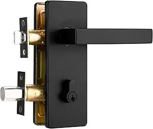 Black Exterior Door Lock Set, Front Door Handle with Deadbolt Lock,Keyed Entry Door Handle with Lock