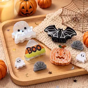 8PCS Spooky Cute Halloween Hair Clips, Pumpkin Bat Ghost Spider Web Boo Decorative Hair Claws, Non-Slip Hair Accessories for Women Girls Halloween Party Costume Daily Gothic Styling