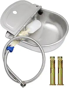 Automatic Dog Water Feeder Trough & Hose for Chicken Cattle Horse Sheep | stainless steel waterer outdoor poultry water dispenser metal drinker goat fountain bucket refillable comederos para perros