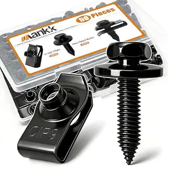 mankk 50PCS 1/4 U-Nut Clips and Fender Bolts Kit Automotive Body Fasteners