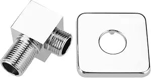Pwshymi Shower Outlet Elbow, solid brass square design with chrome finish and G1/2 thread connection, Angle Valve, for bathroom shower concealed installation, chrome, standard size