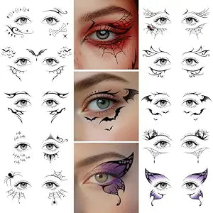 Halloween Eye Shadow Temporary Tattoos Adults, Eyeshadow Makeup Kit Black