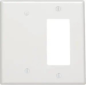 Leviton 2-Gang 1-Blank 1-Decora/GFCI Combination, Midway Size, Thermoset, 80608-W, White