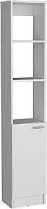 Tuhome Parks Linen Bathroom Storage Cabinet with One Door and Six Shelves, Tall Freestanding Organizer for Bathroom, Living Room or Kitchen, Multi-Purpose Slim Storage Tower for Towels, Toiletries.