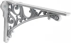 Decorative Shelf Bracket 8 inch, White Brackets for Shelving, Heavy Duty Vintage, DIY Projects, Hardware Included, 4 Pack, 7.87x5.6x1.73 inch,Baroque Style