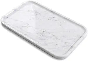 Yew & Tulip 14" x 8.5" Natural Marble Tray for Kitchen, Bathroom, Living Room  Serving/Decorative Vanity Tray for Jewelry, Candles, Decor (Carrara White)